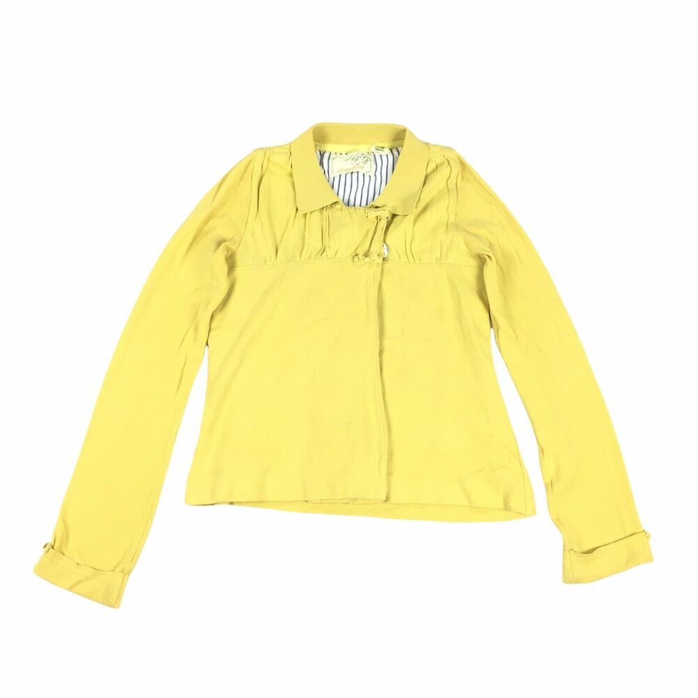 Anthropologie Sparrow Knit Over Jacket Size Small Bright Yellow Preppy
